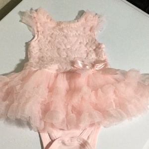 Size 9 months Baby Essential Flouncy Onesie with Satin Ribbon EUC